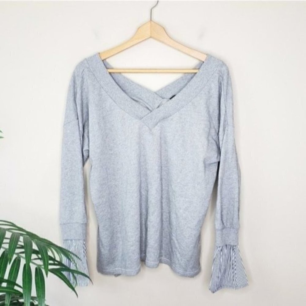 NWT RDI | Gray Double V-neck Sweatshirt